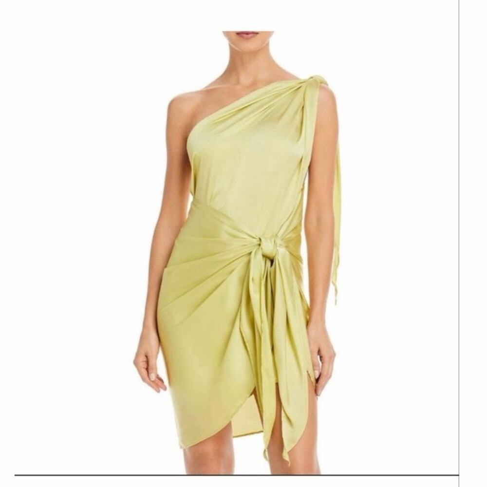 BAOBAB Marea Mini Dress Pistachio Swimsuit Cover Up One-shoulder Size Small